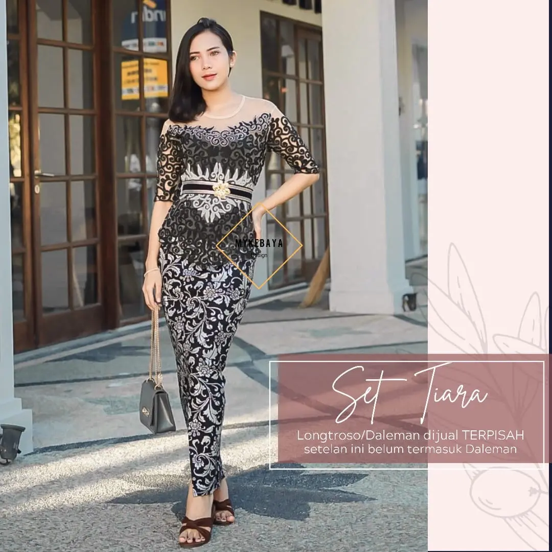 KEBAYA BALI TILESTIK MOTIF TIARA /kebaya wisuda / kebaya kondangan / setelan kebaya