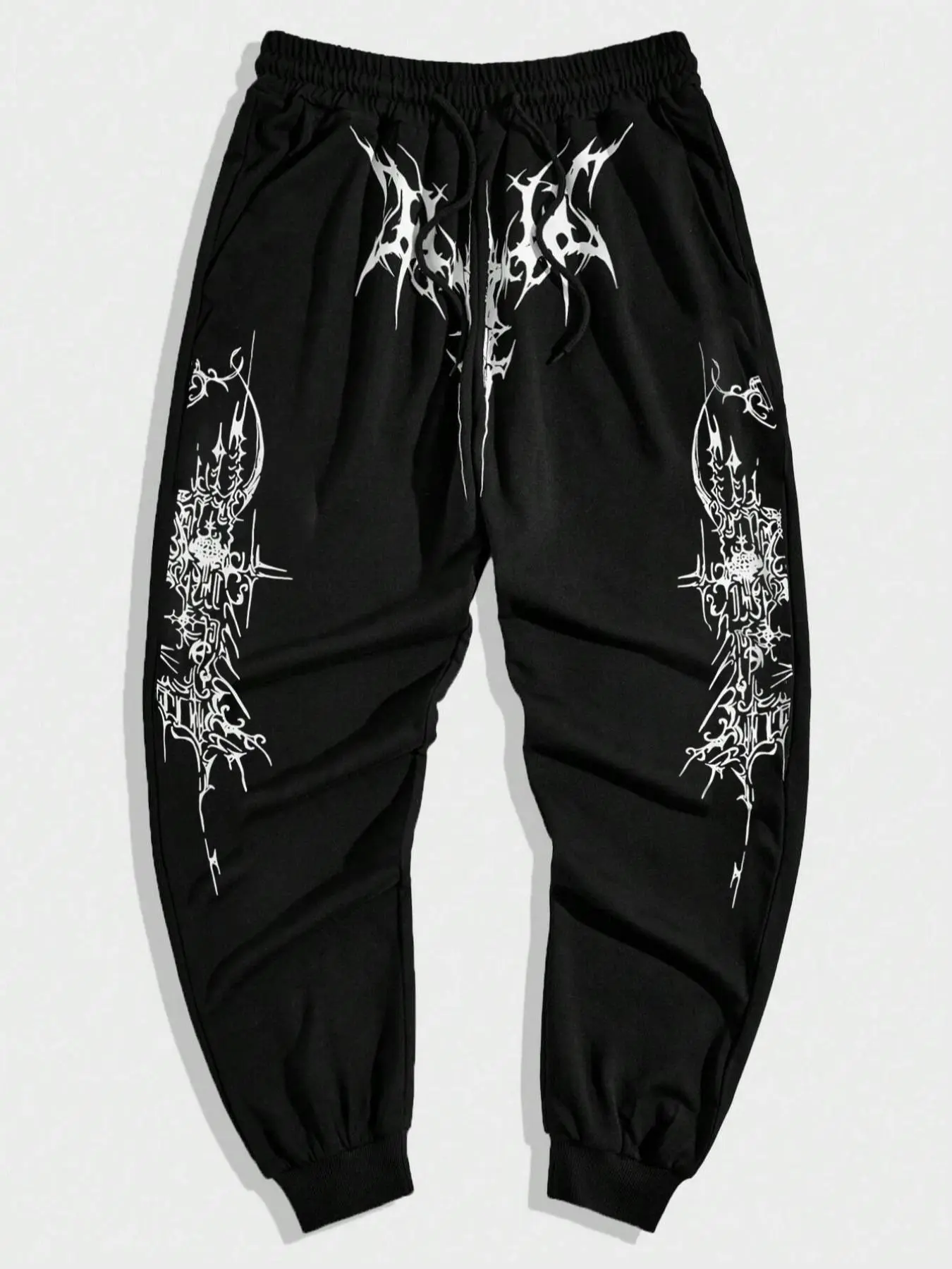 Men's Regular Fit Graphic Print Drawstring Waist Jogger Pants, Street Casual Pocket Trousers for Daily Wear, Men's Bottoms for All Seasons