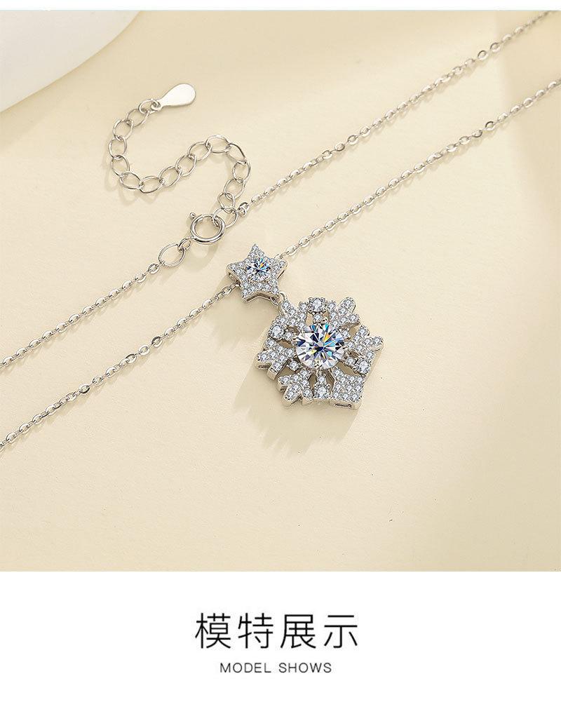 Product Introduction of Vòng Cổ kim cương Mosan, màu, bạc Sterling S925, mặt dây chuyền bông tuyết mới 6
