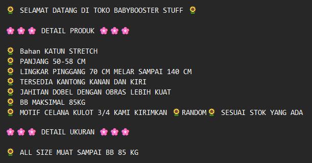 Product Introduction of Ready!! Celana Kulot Dewasa 3/4 Motif Batik Kantong Katun Melar Stretch Shorts Wanita 0