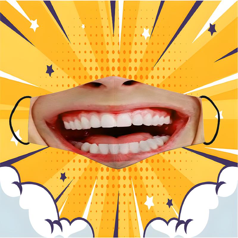 Khẩu Trang Mặt Người Miệng Cười To Nhảy Trong Bar Trung Quốc Đội Mũ Bảo Hiểm Phụ Kiện Nam Accessories