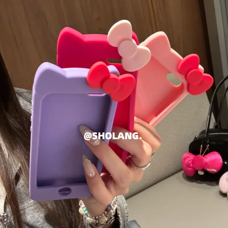 เคสโทรศัพท์แมวโบว์การ์ตูน ขายดี 30 วัน 1769 ชิ้น สำหรับ iPhone 6/6s/6 Plus/6s Plus/7/8/7 Plus/8 Plus/X/XS/XR/XS Max/11/11 Pro/11 Pro Max/12/12 Mini/13/13 Mini วัสดุซิลิโคนนิ่ม เหมาะสำหรับผู้หญิงและเด็กผู้หญิง มีขนาด 12, 13, 11, SE และ 14 มาใหม่