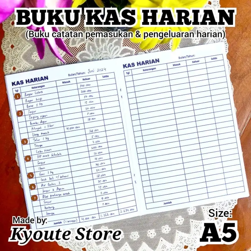 Buku Kas Harian Catatan Pemasukan Pengeluaran A5 Kyoute Daily Financial Income Expenses Tracker Book Simple