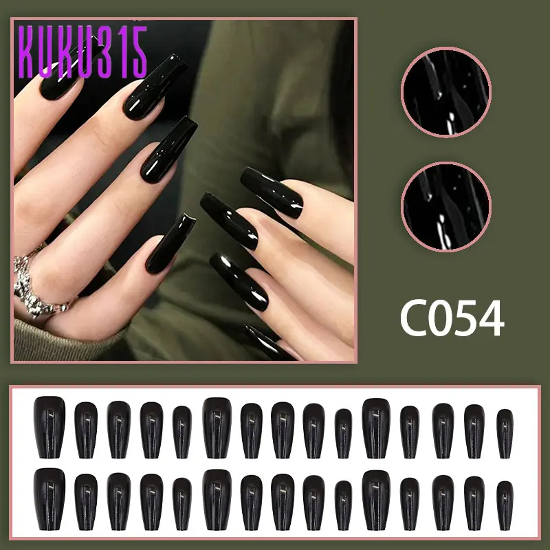 KUKU315 [Seri Warna] [Gratis Alat Pasang + Lem Jelly] 24Keping Kuku Palsu Dan Lem Kuku Palsu Nail Art Dan Lem Kualitas Premium Bisa Dipakai Berulang 6