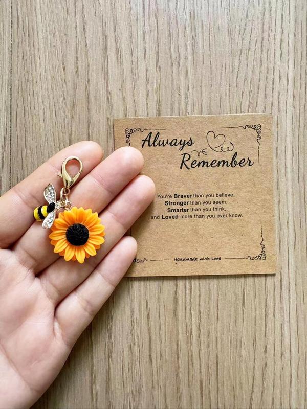 Cute Bee & Flower Design Keychain, Colorblock Keychain for Women & Men for Daily Clothing Decor, Trendy All-match & Exquisite Keychain for Birthday Gift 5