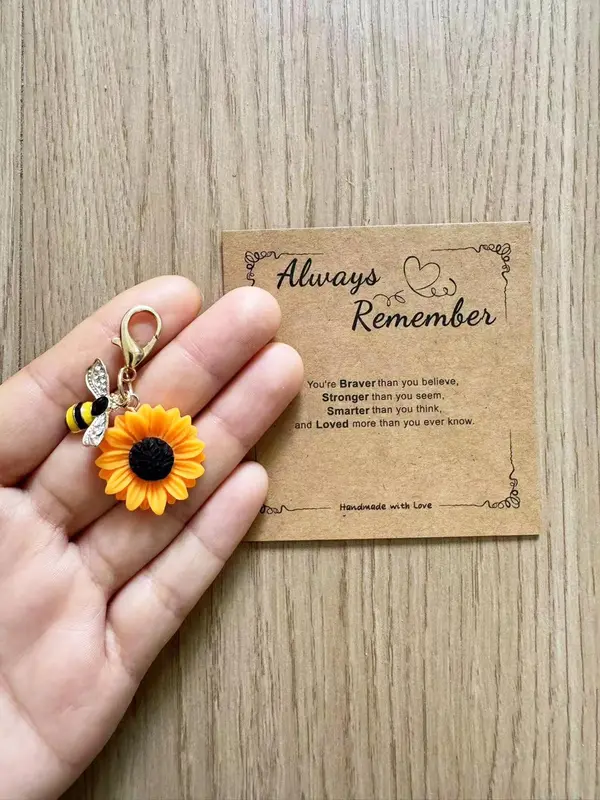 Cute Bee & Flower Design Keychain, Colorblock Keychain for Women & Men for Daily Clothing Decor, Trendy All-match & Exquisite Keychain for Birthday Gift 5