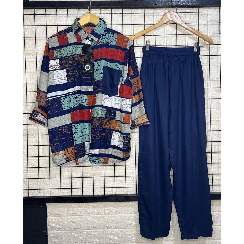 Oneset Kekinian Super Jumbo LD 130 // Set Jumbo Rayon Premium Baju Celana   Kancing Karet Nyaman Panjang 7