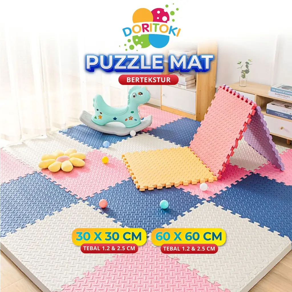 Doritoki Puzzle Eva Karpet Puzzle Lantai Premium Ketebalan 12MM Dan 20MM Ukuran 30 X 30CM + Pinggiran Per Pcs
