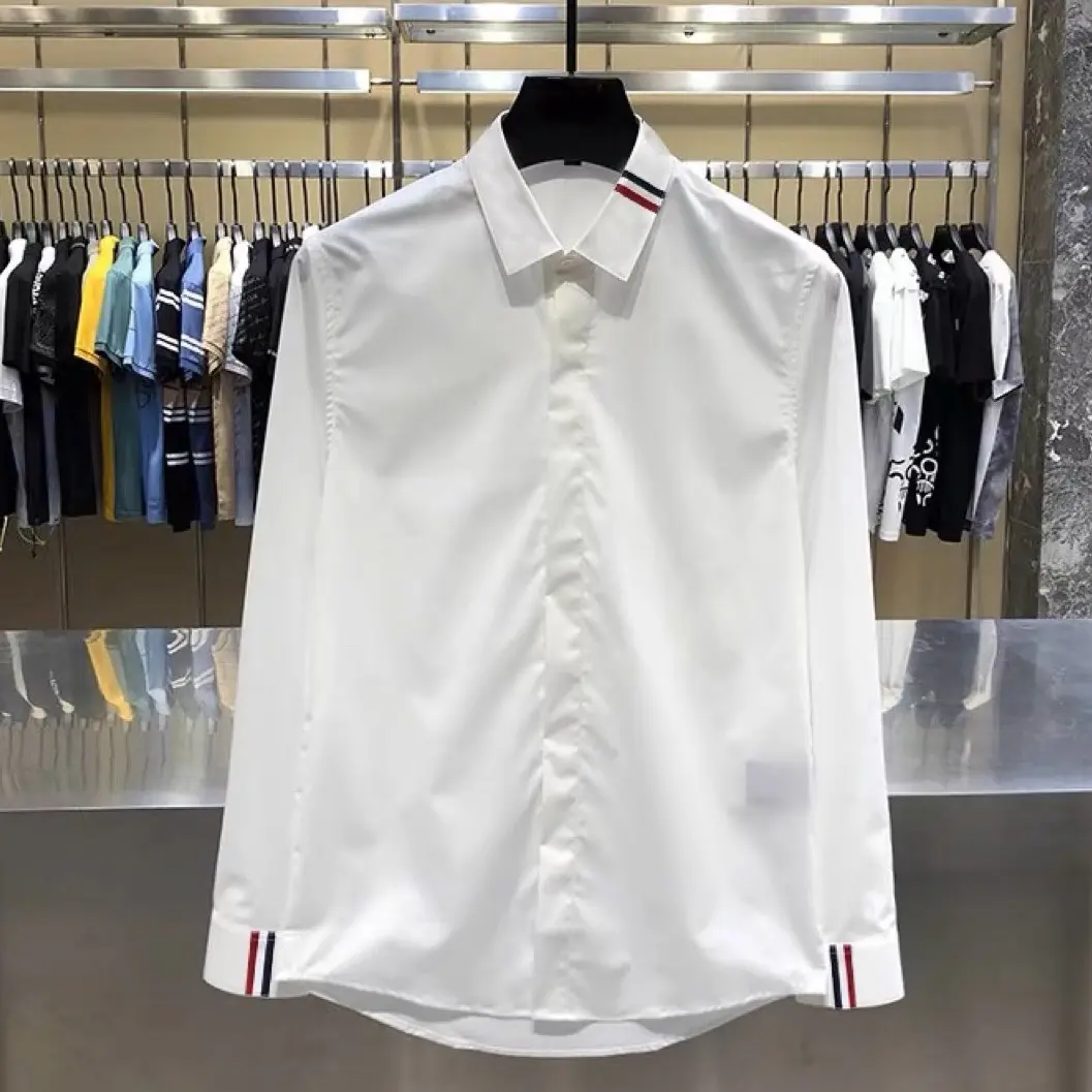 Áo sơ mi nam tay dài vải lụa mềm mịn phối hoạ tiết trẻ trung sang trọng mẫu-MỸ LINKSHOP Menswear Tre Shirt Kate ❣♥áo sơ mi dài tay màu trắng♥ hàn quốc áo sơ mi