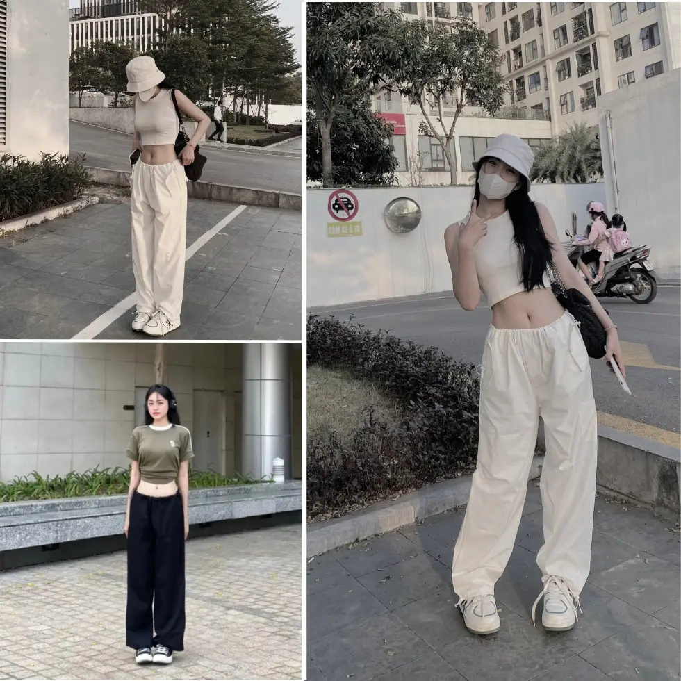 Quần Túi Hộp Dây Rút Chất Kaki Quần Jogger Túi Hộp Form Rộng Phong Cách Trẻ Trung Năng Động