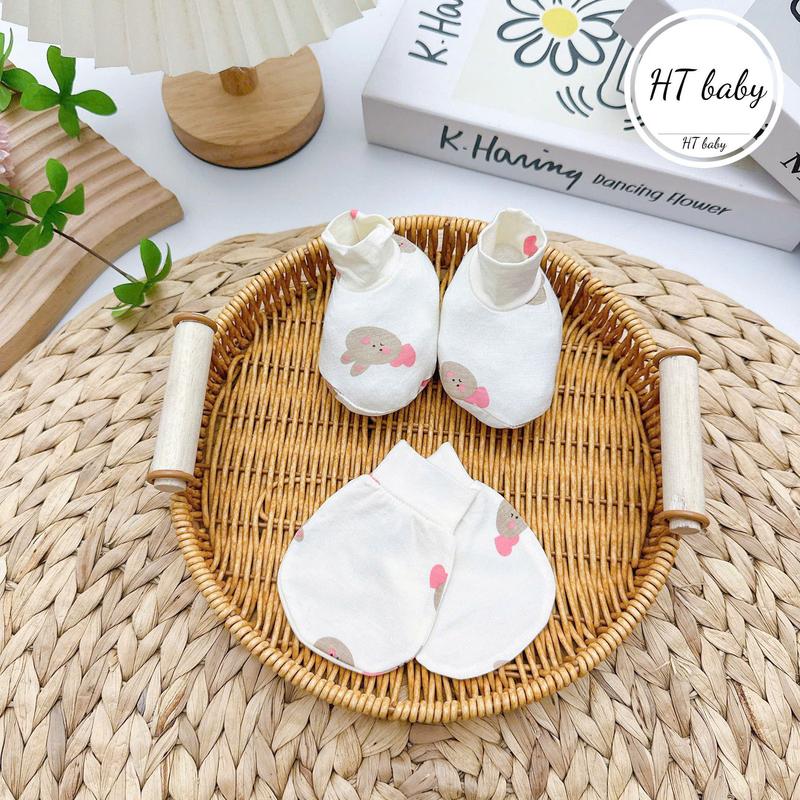 Sét Mũ Kèm Bao Tay Bao Chân HỌA TIẾT 5 MÓN Chất Pettit Tông Nền Trắng 2