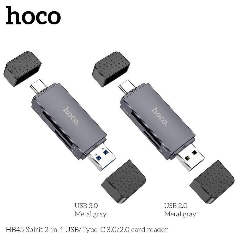 Đầu đọc thẻ 2in1 Hoco HB45 USB/TYPE-C 3.0, cho thẻ nhớ TF và SD