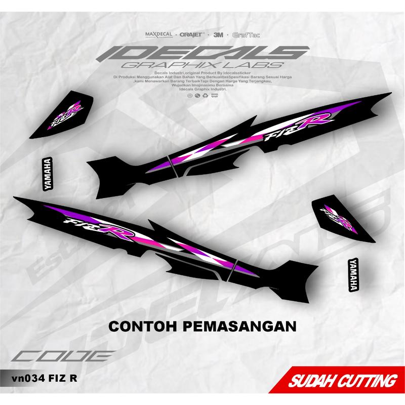 sticker striping motor yamaha fiz r bahan vinyil,chrome,hologram motif simpel keren kekinian (vn034) 1
