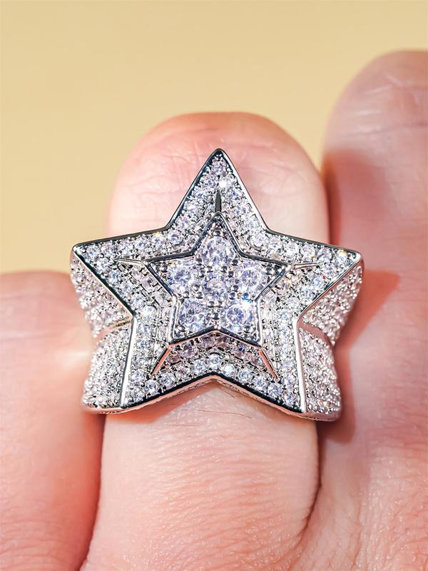Star Design Rhinestone Decorated Ring, Fashion Accessories for Women & Girls, Trendy All-match & Exquisite Jewelry for Birthday Gift 5