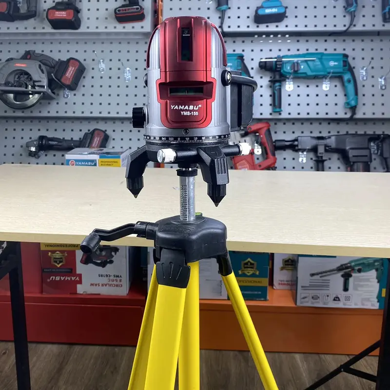 Máy cân bằng Laser 5 tia xanh siêu sáng YMS-155 YAMASU, máy cân mực kèm chân 4