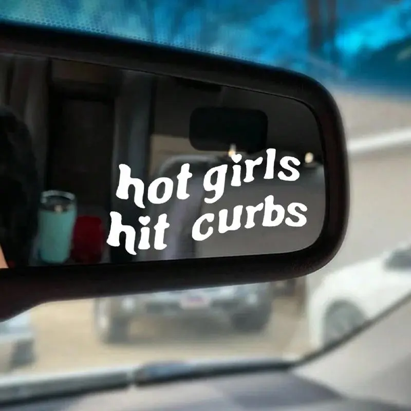 Car Hot Girl Hit Curbs Letter Pattern Sticker, 1 Count Cute Personality Decorative Car Mirror Sticker, Car Exterior Accessories 0