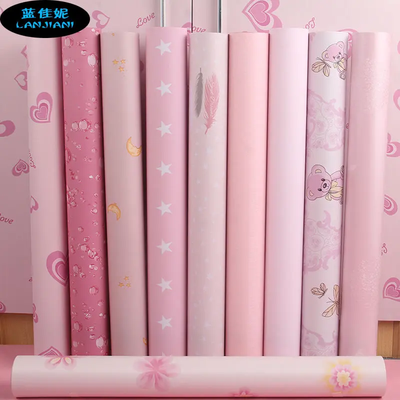 Hình nền công chúa màu hồng Hình dán tự dính phòng ngủ chống thấm nước Hình nền trang trí cho bé gái Hình dán cải tạo đồ nội thất tủ quần áo để bàn 4