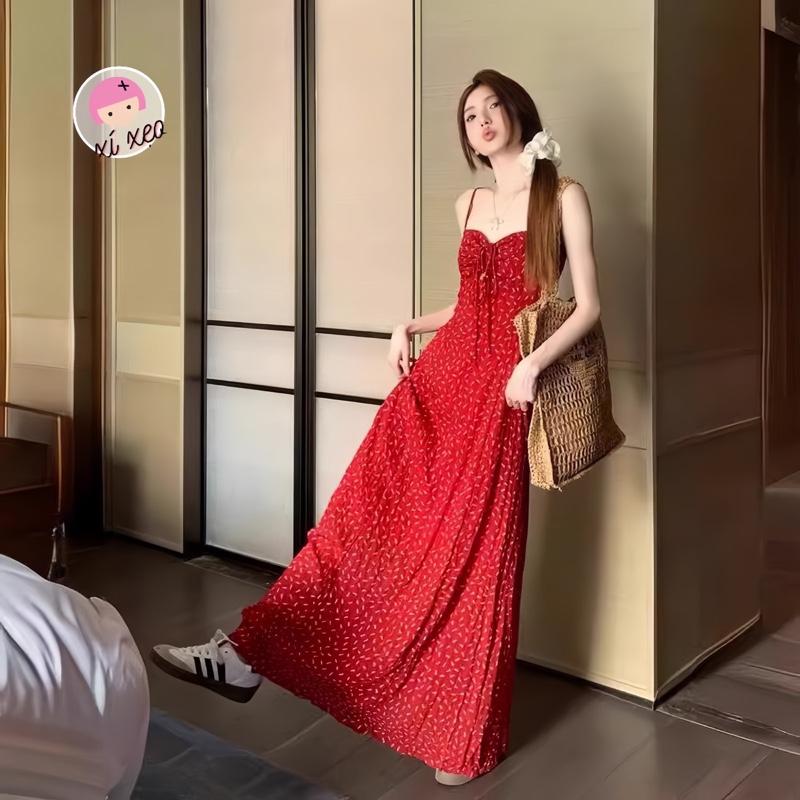 Váy 2 dây hoa nhí dáng dài maxi phong cách hàn quốc xixeoshop -V143 Nữ Women