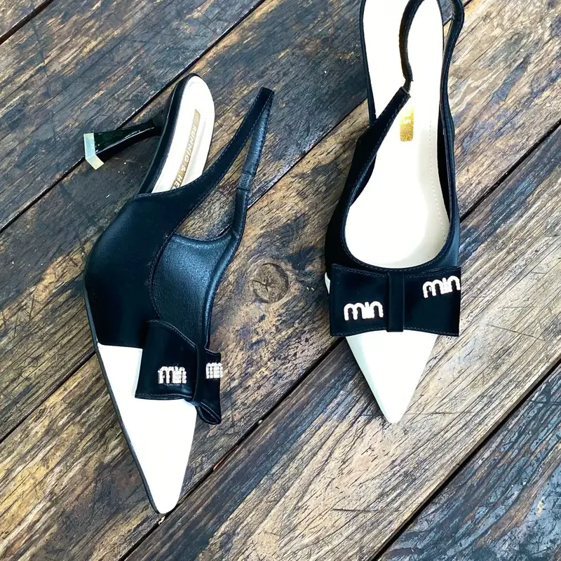 Sục gót 7phân ,Hậu Chun Vá Mũi ,Nơ Gắn Chữ ,Mã TD02 ,GiàY DéP Nữ  Shoes Nhung giay bup caogot chảnh sang đẹp 3