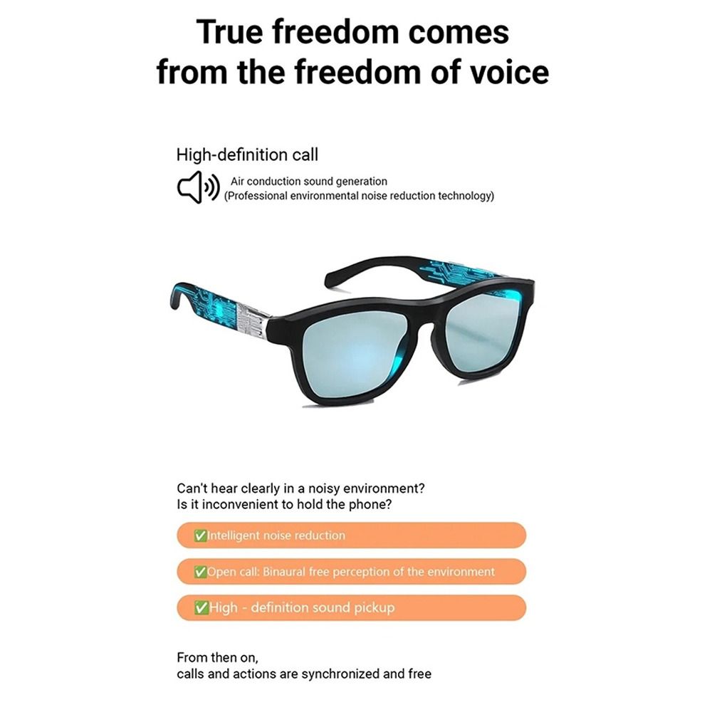 AI Intelligent Translation Smart Bluetooth Sunglasses Bluetooth Call UV Protection Digital LCD Glasses - Image 3