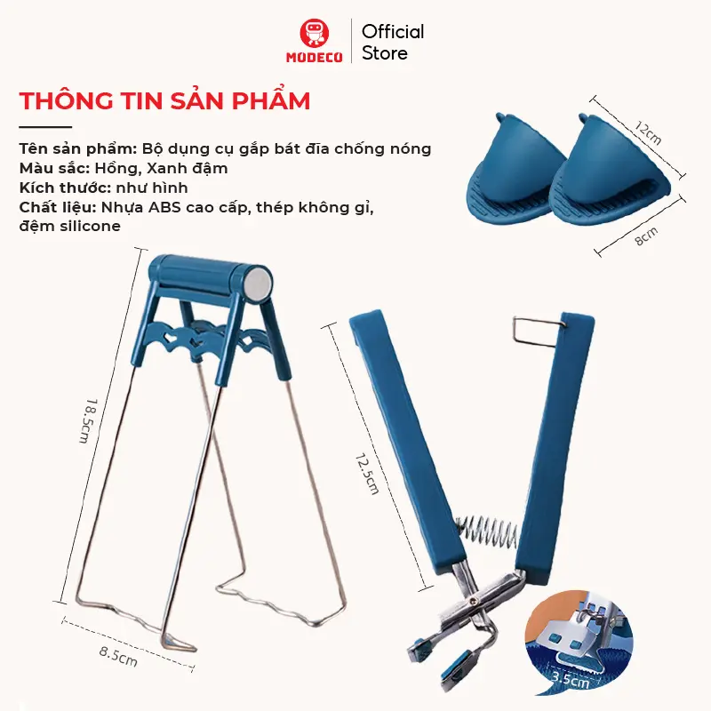 Bộ Dụng Cụ Gắp Bát Đĩa Chống Nóng - Găng Tay Silicon - Miếng Rửa Chén Bát Silicon - 6 Chi Tiết Cực Đa Năng 7