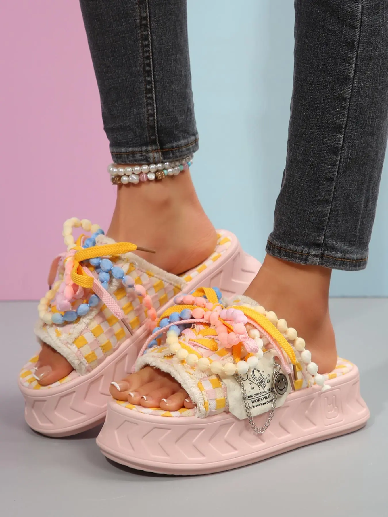 Women's Fashionable Random Pattern Platform Sandals, Casual Comfortable Non-slip Sandals for Summer, Lightweight Breathable Shoes for Daily Wear, Girl