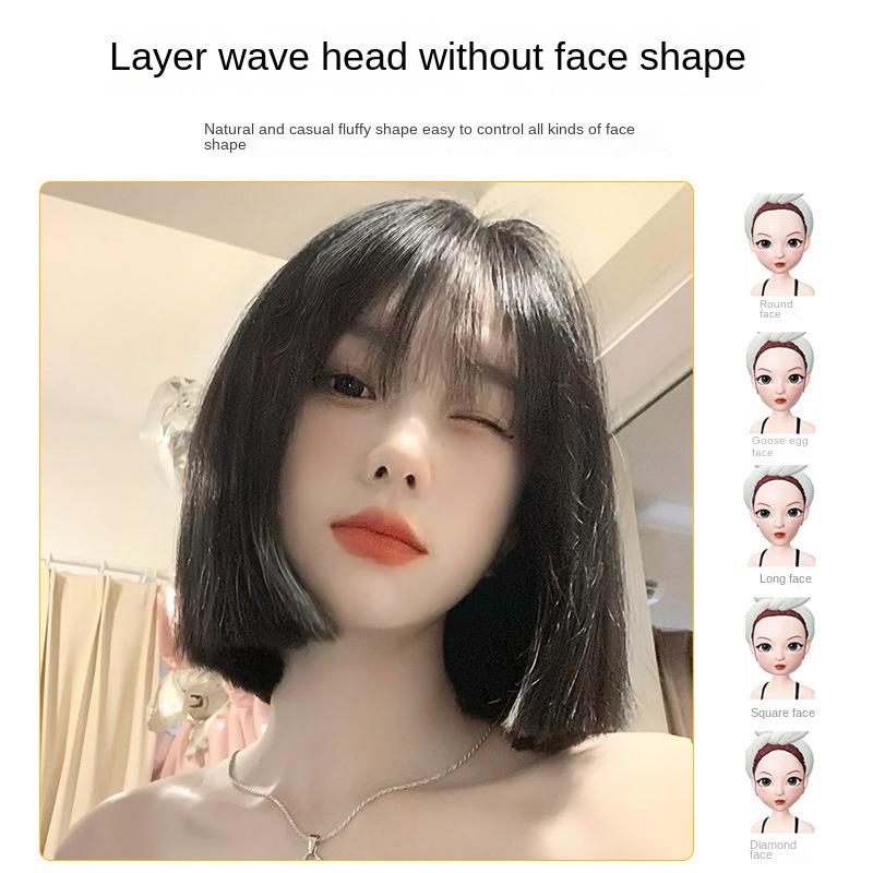 Wig Women's Short Artificial Human Hair New Anti-Aging Fashion Natural Bobhaircut Long Hair Full-Head Wig 2
