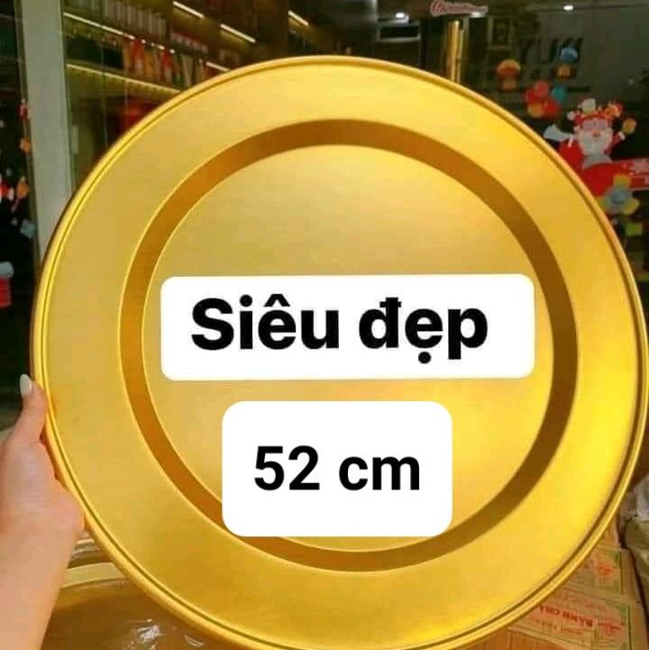 mâm ăn cơm nhôm màu vàng 52cm hộp bentobox