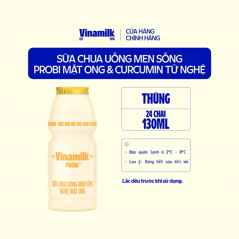 [CHỈ GIAO THÀNH PHỐ LỚN TRONG 10KM] Thùng 24 chai Sữa chua uống Probi mật ong và curcumin từ nghệ 130ml (6 lốc) 5