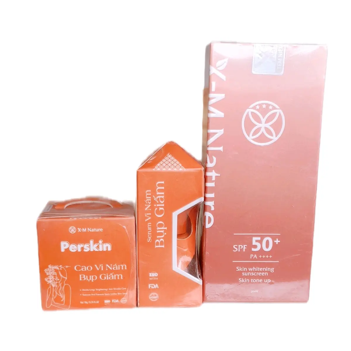 COMBO NÁM X-M NATURE ( Cao Vi Nám Bụp Giấm 10g, Serum Vi Nám Bụp Giấm 10ml, Kem Chống Nắng Nâng Tông X-M 50ml ).
