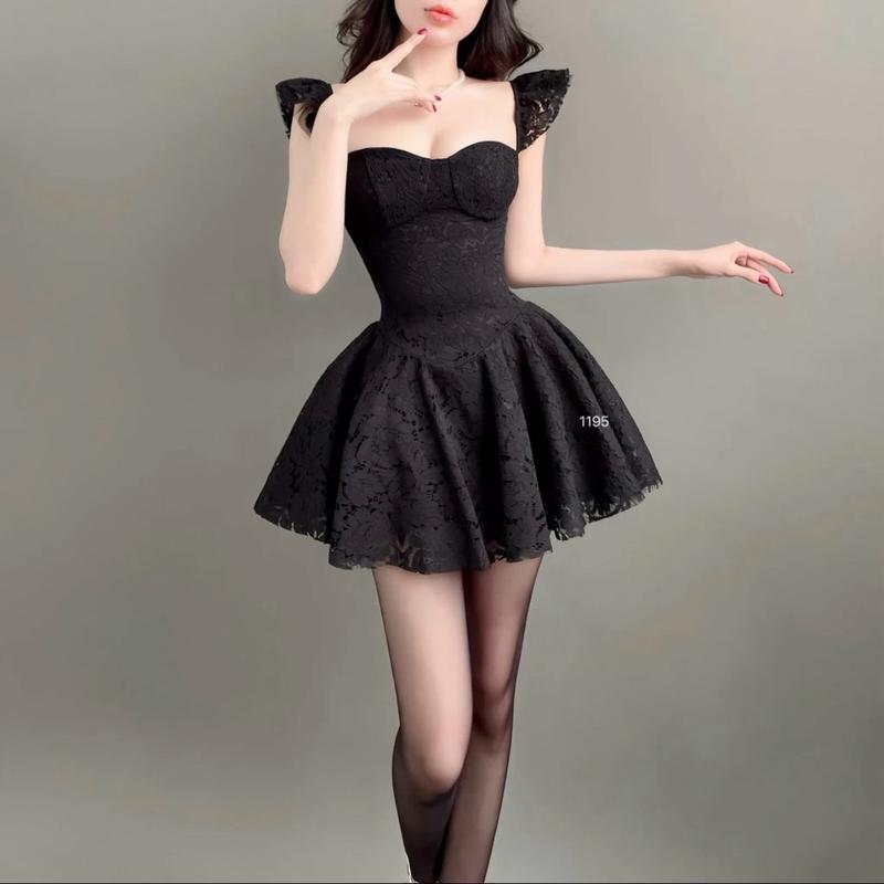 Đầm ren cánh tiên có mút tặng kèm quần bảo hộ dáng xoè mặc được 2 kiểu 5