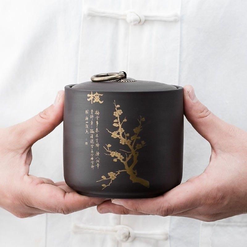 Hũ Đựng Trà Tử Sa 450ml Nắp Khít Hũ Đựng Trà Cổ Xưa Cao Cấp  Bảo Quản Chè - Đồ Dùng Pha Trà Đạo Trà Cụ Bình Gốm - Quà Tặng Đựng Trà Đựng Gia Vị Đựng Đồ Ăn