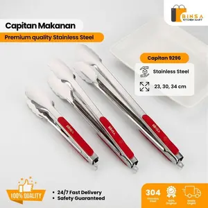 BINSA - Penjepit Roti Gorengan Stainless 304 Capitan Dapur Anti Karat Rumah Tangga 9296