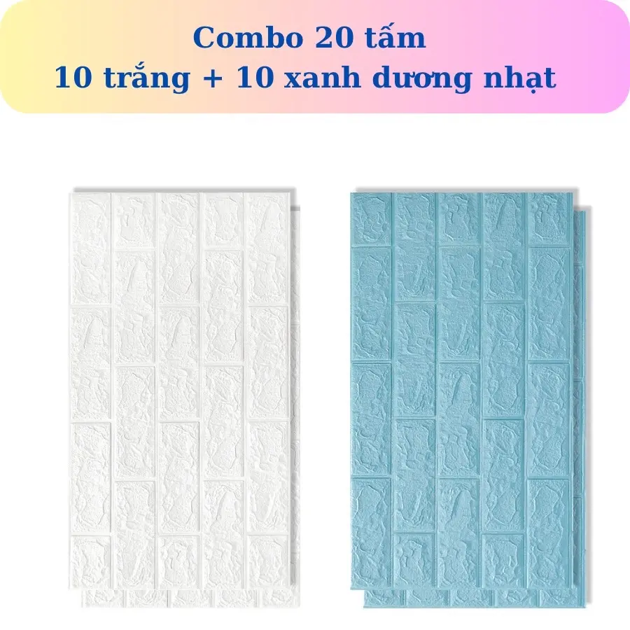 Siêu phẩm combo 20 tấm xốp dán từơng đủ màu kt 70x40 Decor Decal