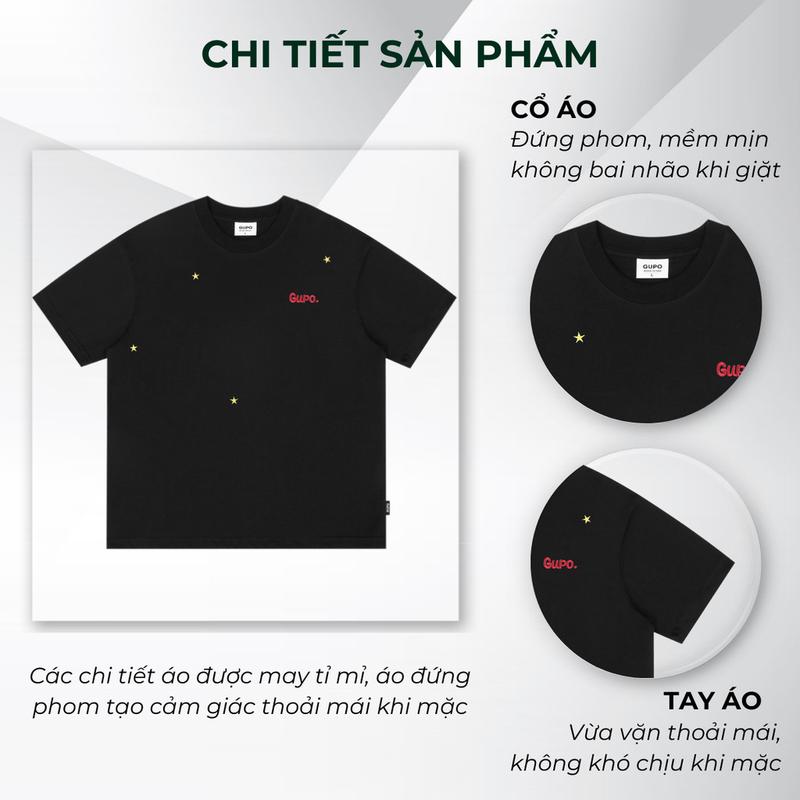 Product Introduction of Áo Thun Boxy 280GSM “STAR” Thêu Len GUPO Unisex Nam Nữ Cotton Local Brand - TSS01 3