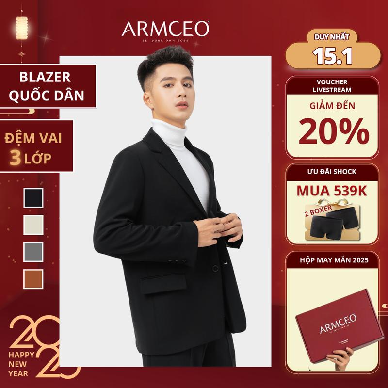 Áo khoác blazer nam nữ quốc dân ARMCEO form rộng có đệm vai, áo khoác nam phong cách Hàn Quốc- B01