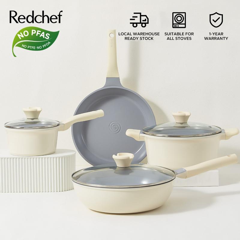Redchef Nonstick Ceramic Rock Cookware Set 7Pcs Kitchen Ware - TikTok ...