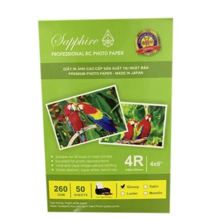 Giấy in ảnh Sapphire 10x15 Glossy 260, 1 tập 50 tờ