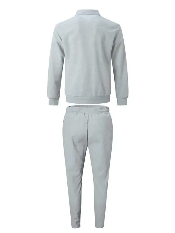 Men's Solid Zip Up Jacket & Drawstring Waist Pants Two-piece Set, Men's Two-piece Outfits for All Seasons 1