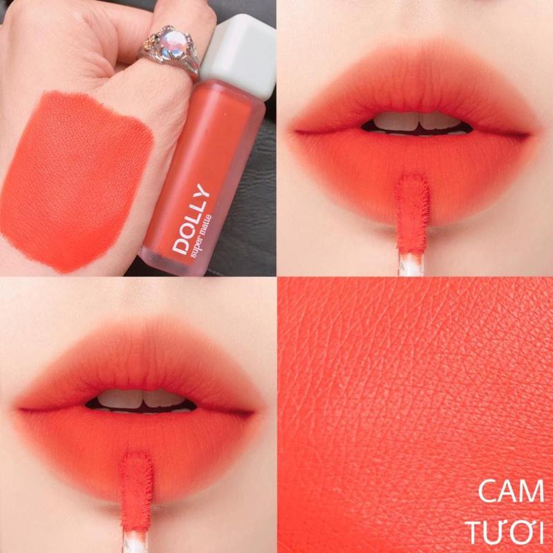 Son kem lì Dolly Super matte không chì lâu trôi màu cam tươi