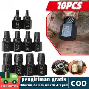 10pcs Screw Extractor Set Pembuka Baut Dol Hexagon Alat Pembuka Baut Rusak Patah Multifungsi Pembuka Baut Dol