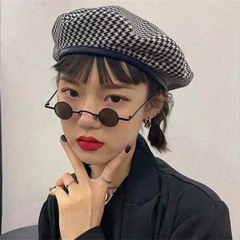 Punk Round Sunglasses Prince Glasses RETRO SUNGLASSES Men's and Women's Ultra Small Frame Hip Hop Concave Shape