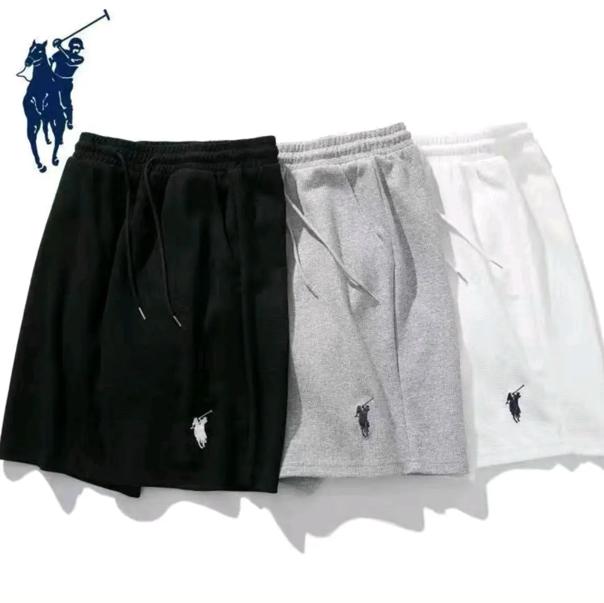 Quần short thêu hình ngựa cao cấp thể thao, chất vải da cá lưng thun đẹp mặc siêu thoải mái, Combo 3 quần thêu logo Có Túi Menswear