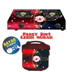 wallpaper stiker kompor 2 tungku dan magicom