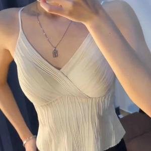 Áo Hai Dây Ngoại Cỡ Có Đệm Ngực Một Dây Áo Vest Lưng, Dành Cho Nữ, Có Thể Mặc Bên Ngoài Hoặc Bên Trong, Thích Hợp Cho Mùa Hè, Ôm Sát, Phong Cách Pháp, Vẻ Đẹp