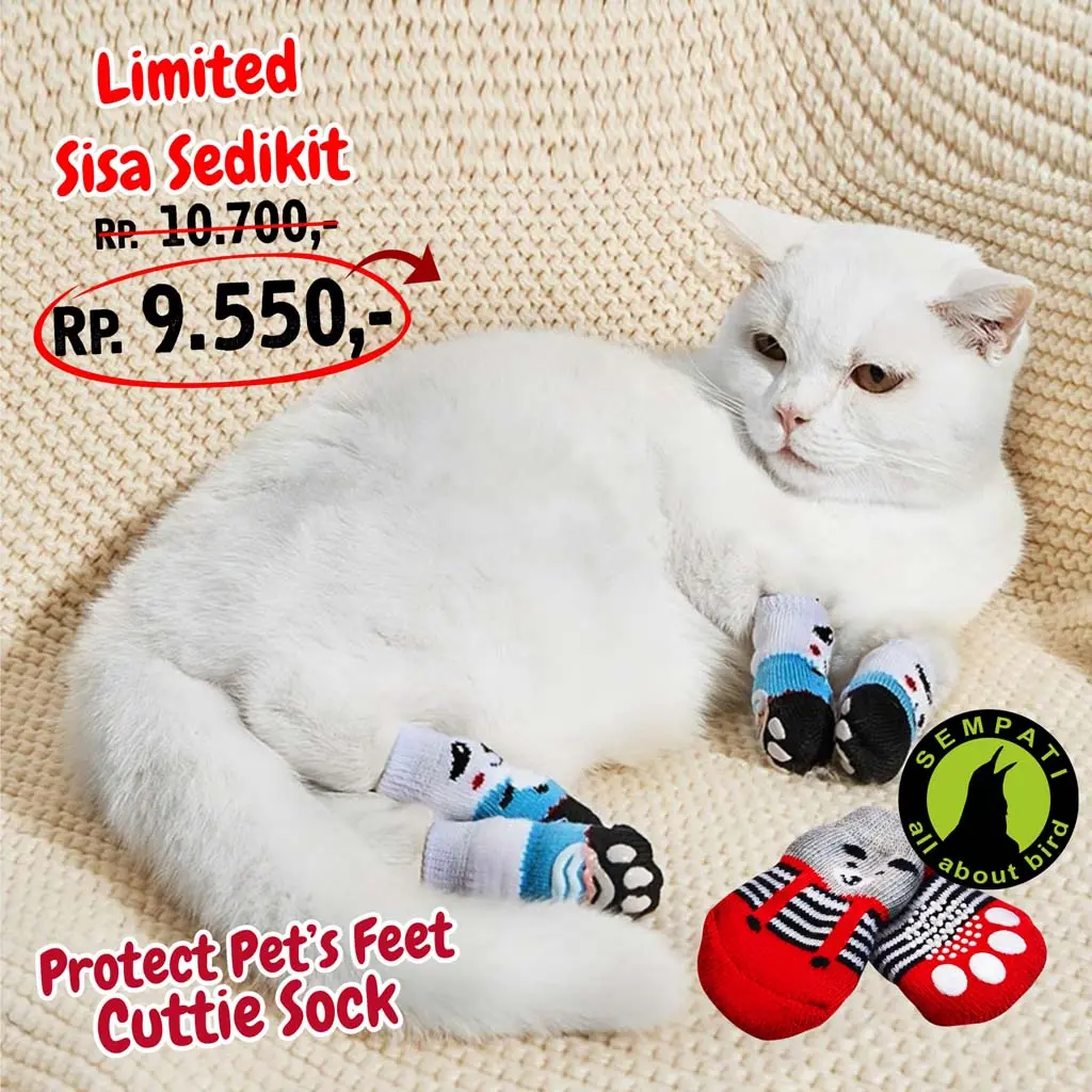 SEMPATI Kaos Kaki Kucing Motif Sarung Kaki Alas Pelindung Hewan Pet Socks Anti Slip Kucing