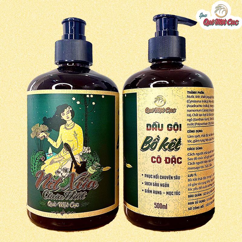 Dầu gội bồ kết cô đặc, sạch gàu, chống rụng, mọc tóc, thảo dược, thiên nhiên Spa Quê Một Cục 500ml