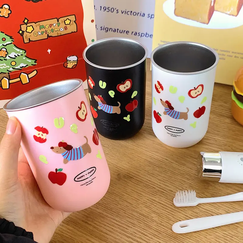 Ins Style Cute Dachshund Dog Mouthwash Cup Stainless Steel 304 Household Toothbrush Cup High-Value Student Dormitory Washing Cup
