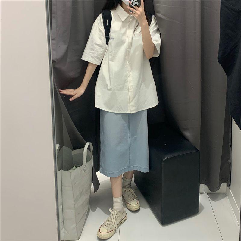 Product Introduction of Áo Sơ Mi Cổ Polo, Phong Cách Preppy, Dáng Rộng Vừa Vặn, Dễ Phối Đồ, ngắn Tay, Hàng Mới Về Mùa Xuân 2023, Phong Cách Hàn Quốc, Thích Hợp Cho Phong Cách BF, Có Thể Mặc Ngoài Trời Nữ Top 20