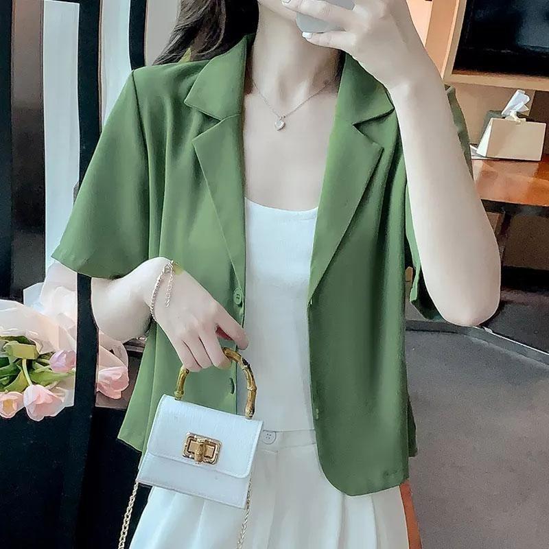 Product Introduction of Áo Khoác Blazer Trắng, Thời Trang, Ngoại Cỡ, Cho Nữ, Cổ Áo Phù Hợp, ngắn Tay, Áo Khoác Ngắn Nữ, Dáng Rộng Và Mỏng, Hàng Mới Về, Thích Hợp Cho Nữ Công Sở Chuyên Nghiệp, Bộ Đồ Màu Đen, Bộ Đồ Blazer Top Women Jacket 7